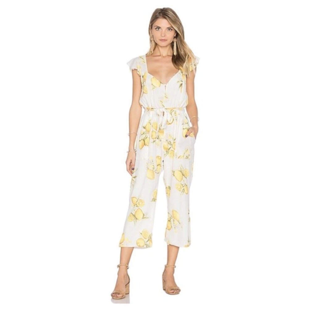 For Love and Lemons Sz S NWT Limonada Lemons Belted Whimsical Jumpsuit